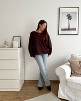 Sweater mit Leomuster Weinrot