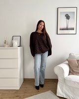 Sweater mit Leomuster Braun