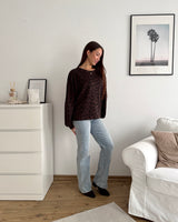 Sweater mit Leomuster Braun
