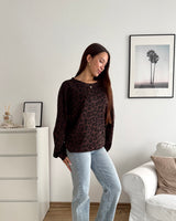 Sweater mit Leomuster Braun