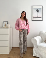 Strickjacke gestreift Rosa