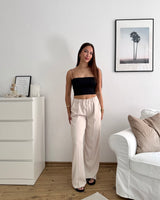 Anzugshose mit Gummizug Beige