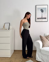 Bandeau Top gestreift Strick Olive