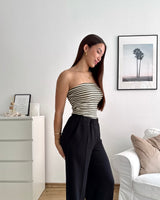 Bandeau Top gestreift Strick Olive