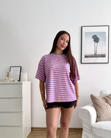 T-Shirt mit Streifen Flieder/Rosa