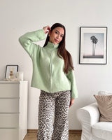 Strickjacke mit Zipper Mint