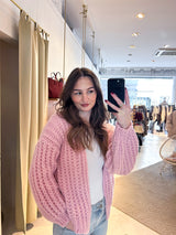 Grobe Strickjacke Rosa