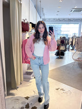 Grobe Strickjacke Rosa