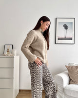 Strickjacke mit Zipper Taupe