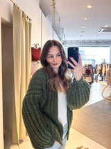 Grobe Strickjacke Olive