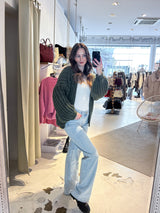 Grobe Strickjacke Olive