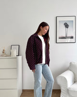 Jacke mit hohem Kragen Dots Weinrot