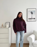Jacke mit hohem Kragen Dots Weinrot