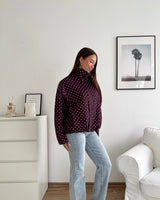 Jacke mit hohem Kragen Dots Weinrot