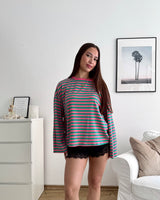 Longsleeve mit Streifen Pink/Grün