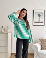 Longsleeve mit Streifen Grün/Pink
