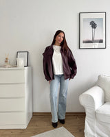 Kunstlederjacke Weinrot