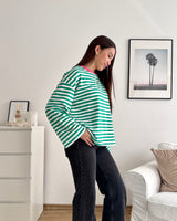 Longsleeve mit Streifen Grün/Pink