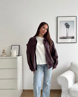 Kunstlederjacke Weinrot