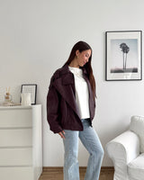 Kunstlederjacke Weinrot