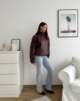Kunstlederjacke Weinrot