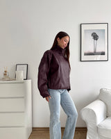 Kunstlederjacke Weinrot