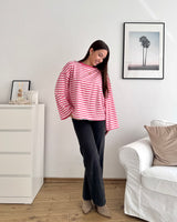 Longsleeve mit Streifen Pink/Weiß