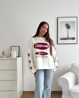 California Sweater Beige/Weinrot