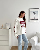 California Sweater Beige/Weinrot