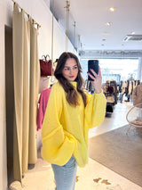 Oversized Strickpullover mit Stehkragen Gelb