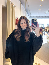 Oversized Strickpullover mit Stehkragen Schwarz