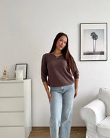 Weicher Strickpullover Hellbraun