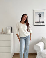 Weicher Strickpullover Weiß