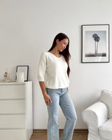 Weicher Strickpullover Weiß