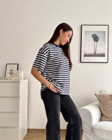 T-Shirt mit Streifen Navy/Weiß