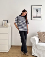 T-Shirt mit Streifen Navy/Weiß