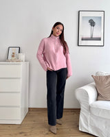 Strickjacke mit Zipper Rosa