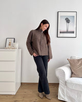 Strickjacke mit Zipper Hellbraun