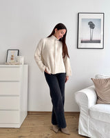 Strickjacke mit Zipper Beige