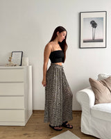 Plissee Hose mit Leomuster Olive