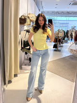 Ribbed Kurzarm Shirt Gelb