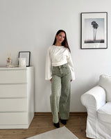 Wide Leg Jeans mit Leomuster Leo Olive