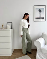 Wide Leg Jeans mit Leomuster Leo Olive