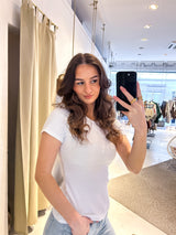 Ribbed Kurzarm Shirt Weiß