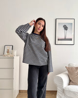 Longsleeve mit Doppelstreifen Navy/Weiß