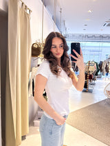 Ribbed Kurzarm Shirt Weiß