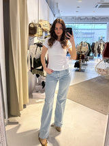 Ribbed Kurzarm Shirt Weiß