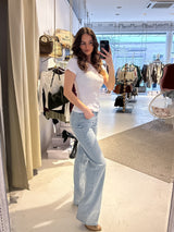 Ribbed Kurzarm Shirt Weiß