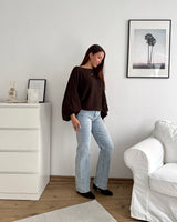 Ballon Strickpullover Braun