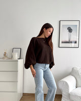 Ballon Strickpullover Braun